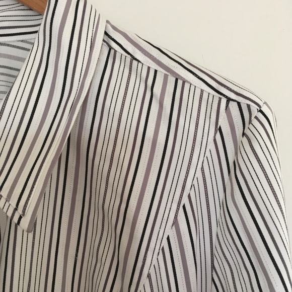 NWT Lane Bryant Gray White Metallic Striped Button Down Shirt Blouse Sz 22/24W - Picture 3 of 14